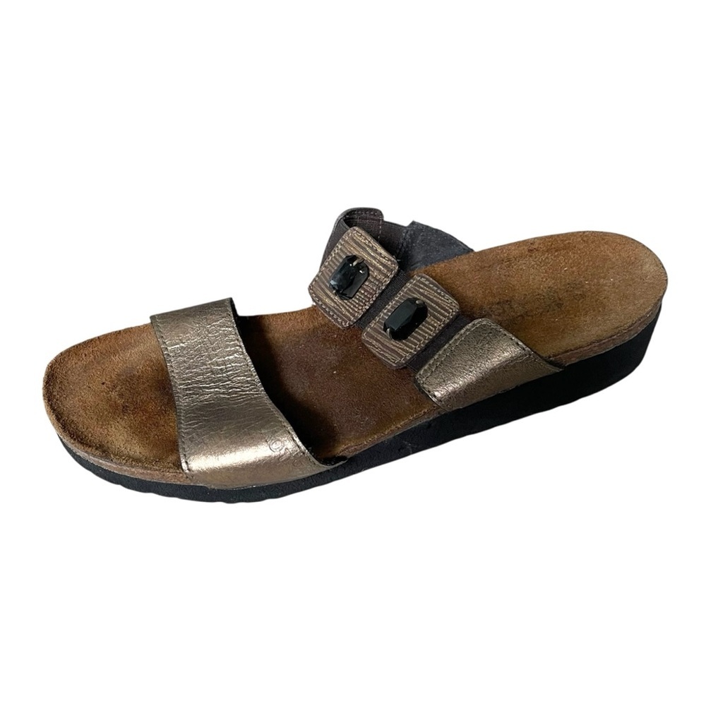 NAOT Ashley Wedge Sandals With Stones Gold 39 - Picture 3 of 9